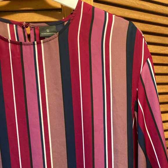 Worthington Colorful Striped Top with Bell Sleeves - Picture 4 of 16